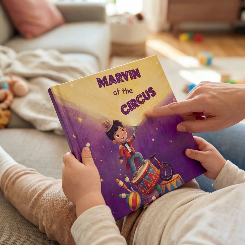 Child reading a personalized book