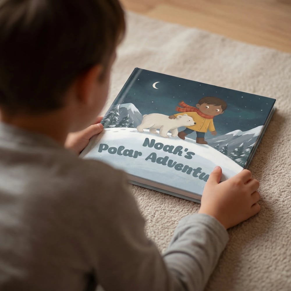 Child reading a personalized book